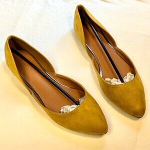 Ollio Mustard Yellow Suede Flats